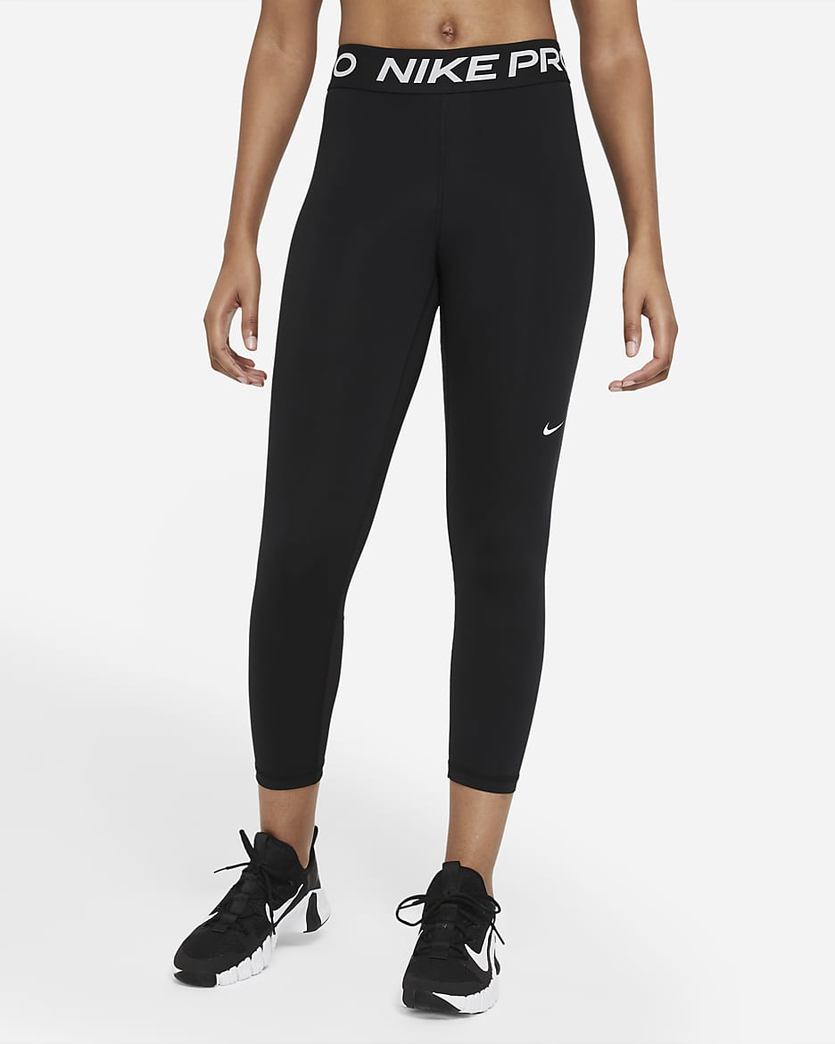 Nike Pro Women s Mid Rise Crop Mesh Panel Leggings